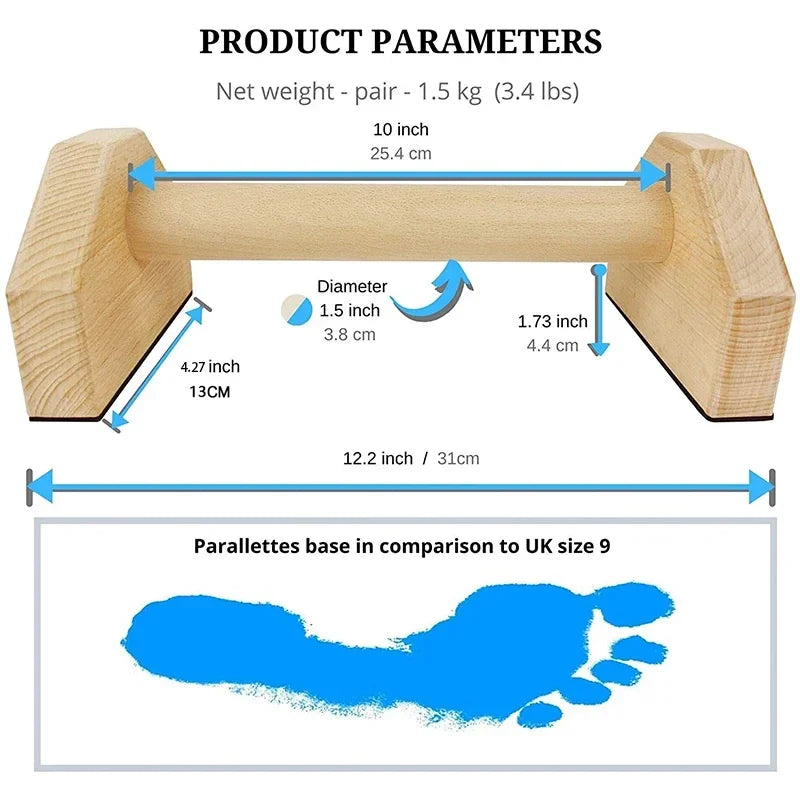 Push-up Stand Wood Pushup Bars Exercise Non-Slip Parallettes Handle Stands Calisthenics Fitness Equipment Home Strength Training