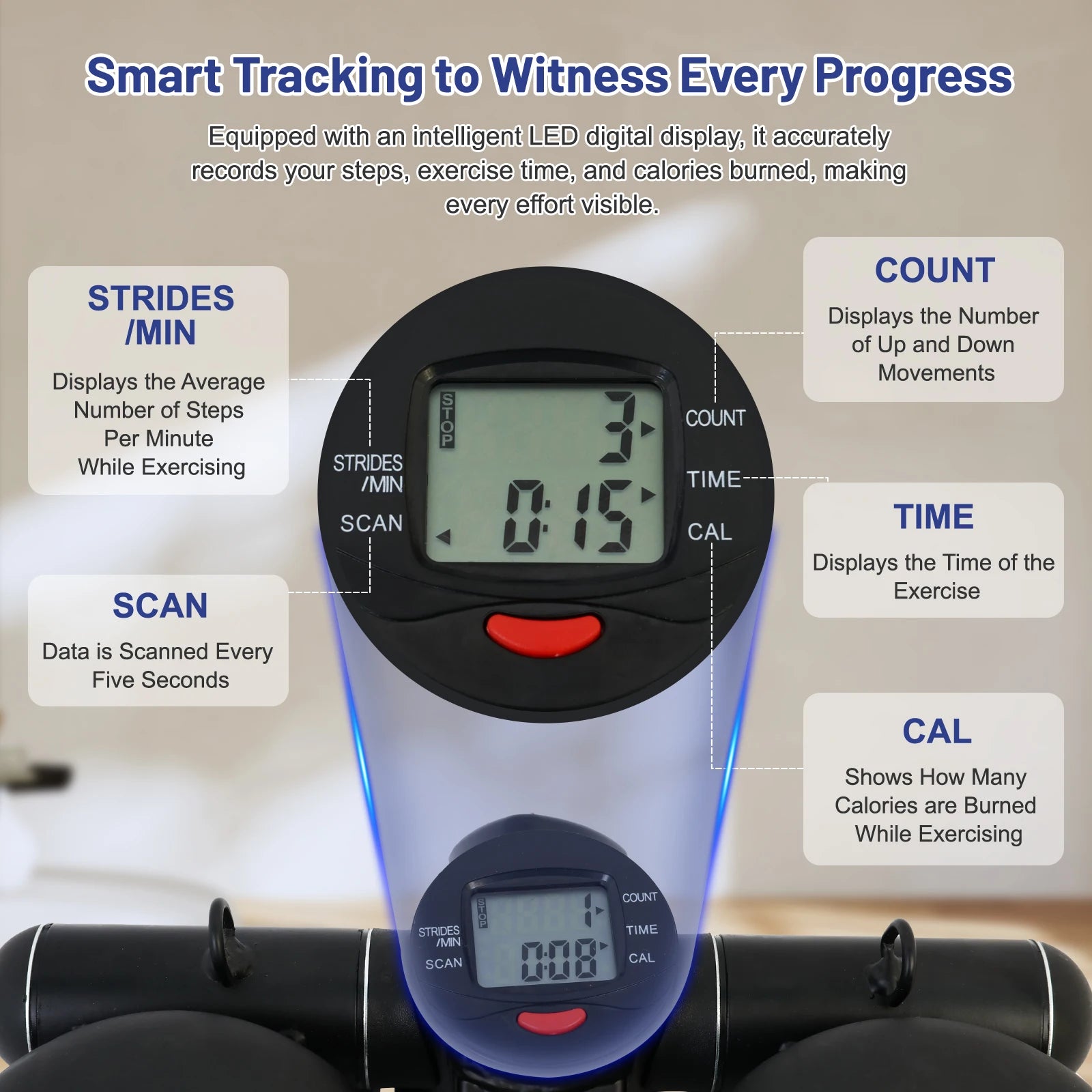 TwistStep Pro™ – Compact Home Stepper with Resistance Bands